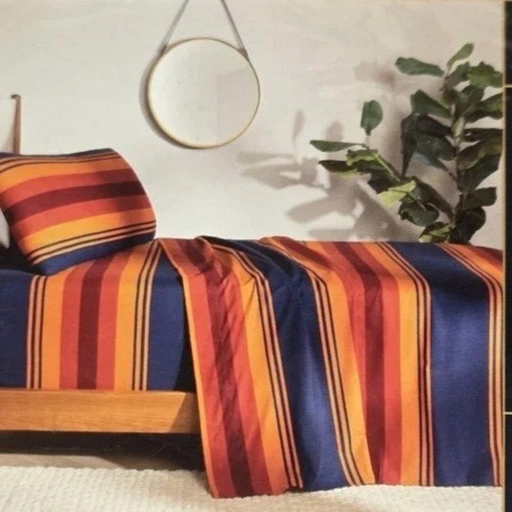 Pendleton Flat/Fitted King Size Sheet Set Grand Canyon Flannel Stripe Southwest